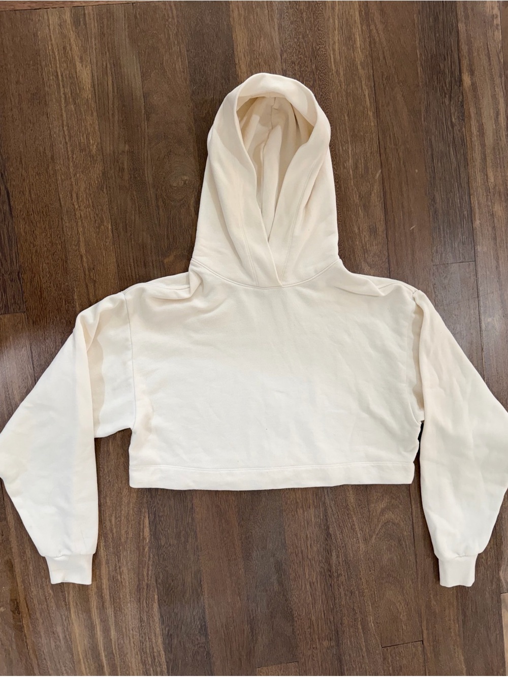 ALO Yoga Cropped Hoodie Sweater in Cream